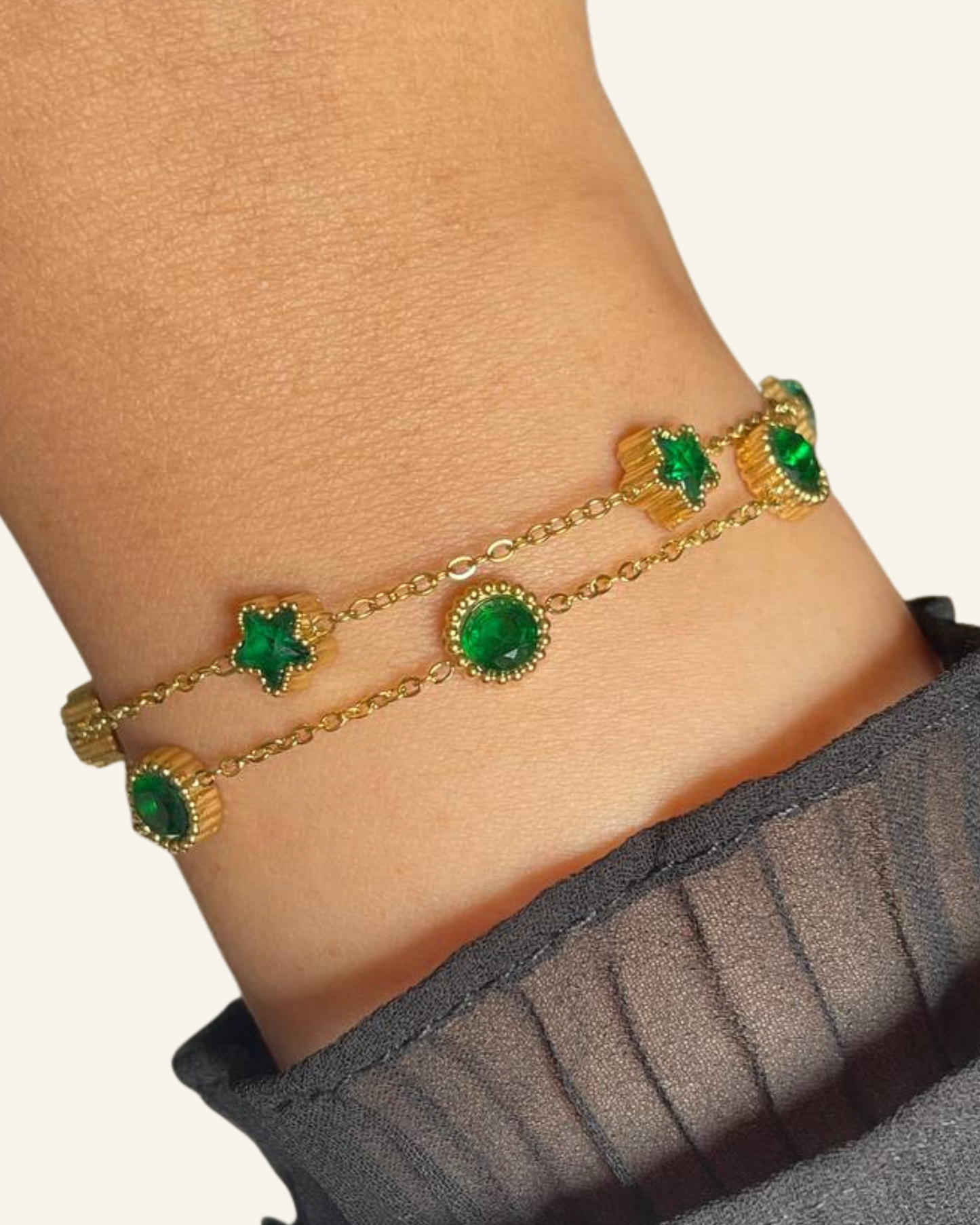 2 Layers Emerald Green Bracelet
