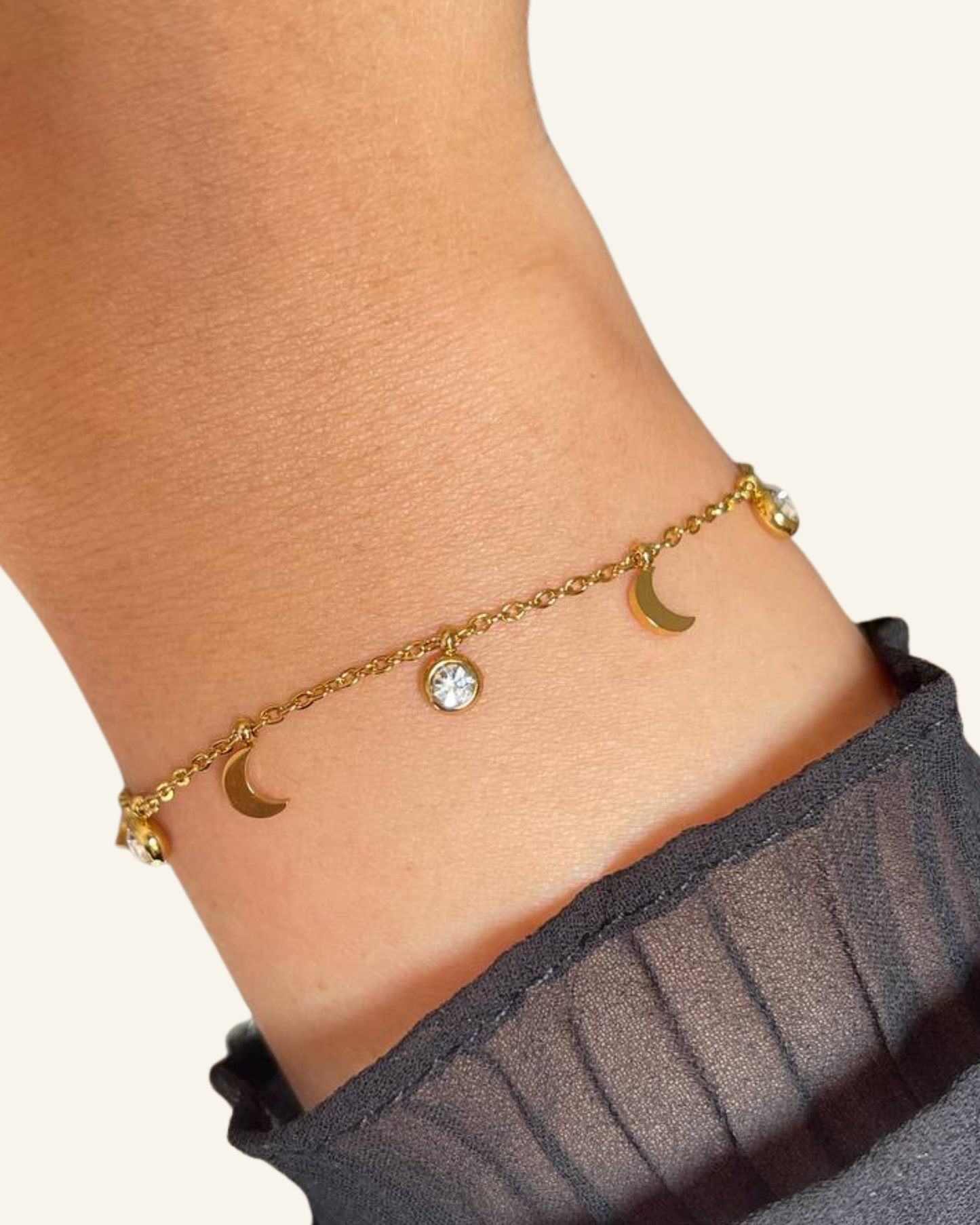 Dainty Moon Charm Bracelet