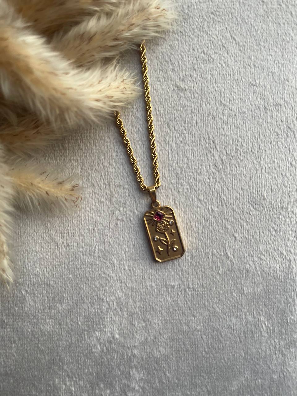 Gemstone Card Necklace - Sola Accessories