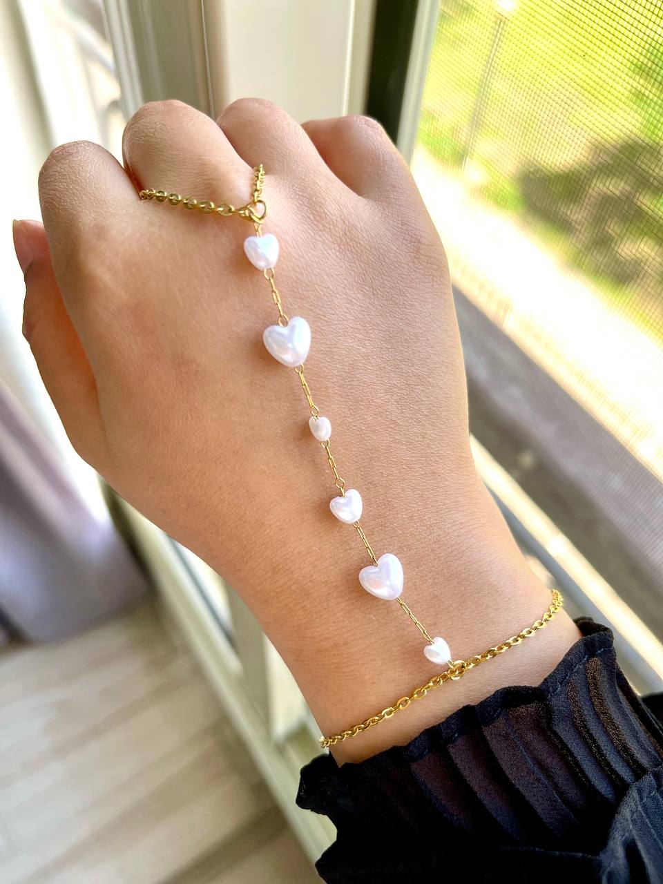 Sweetheart's Pearl Hand Chain