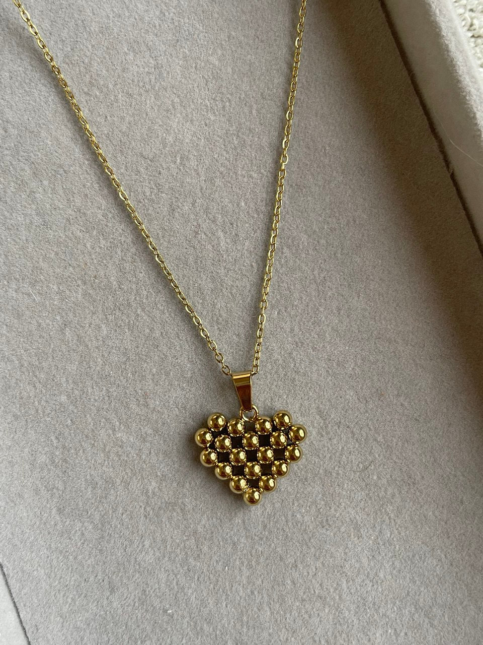 Golden Bead Heart Necklace