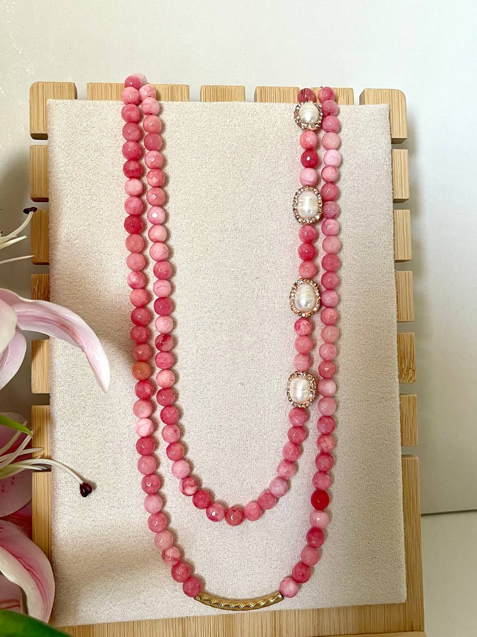 Rosy Pearl Necklace