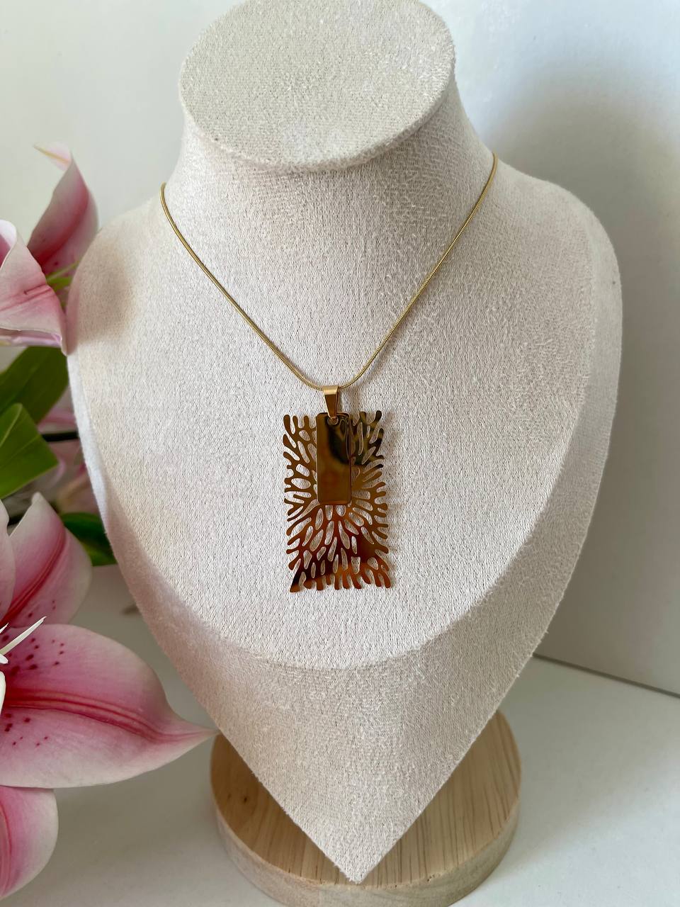 Golden Coral Pendant Necklace