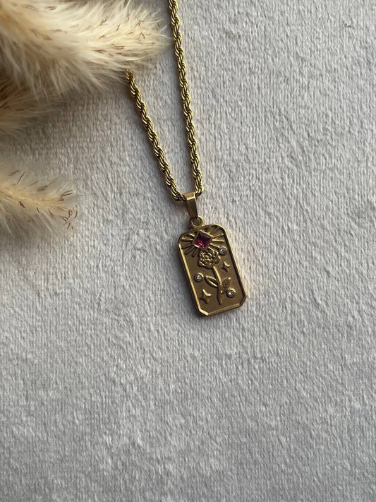 Gemstone Card Necklace - Sola Accessories