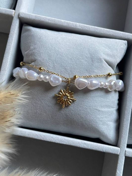 Sun Pearl Two Layers Bracelet - Sola Accessories