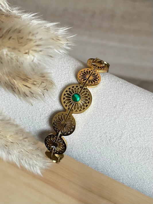 Jade Green Crystal Bangle - Sola Accessories