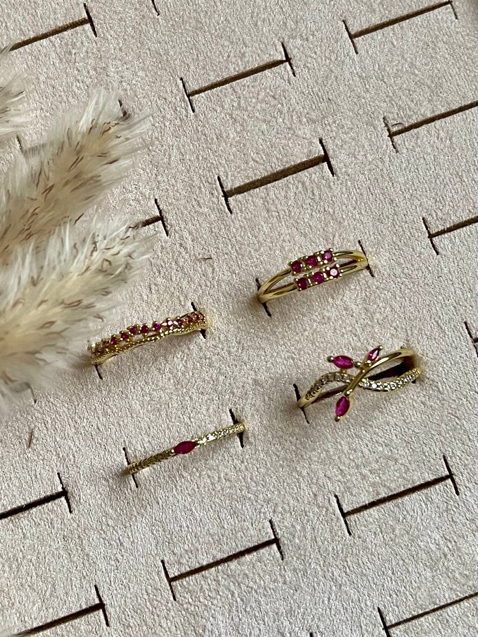 Ruby Stacking Rings - Sola Accessories