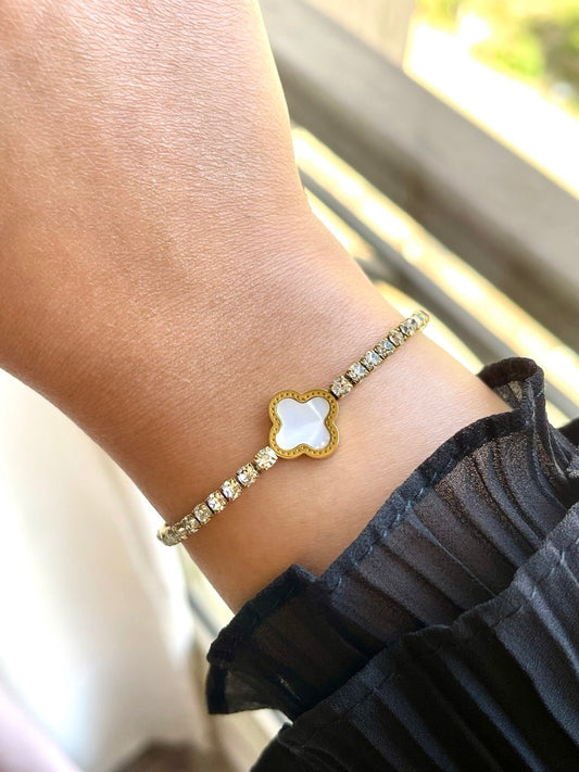 White Clover Tennis Bracelet
