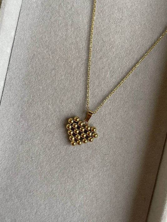 Golden Bead Heart Necklace