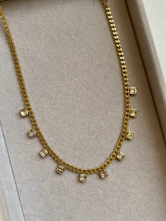 Golden Square Glow Necklace