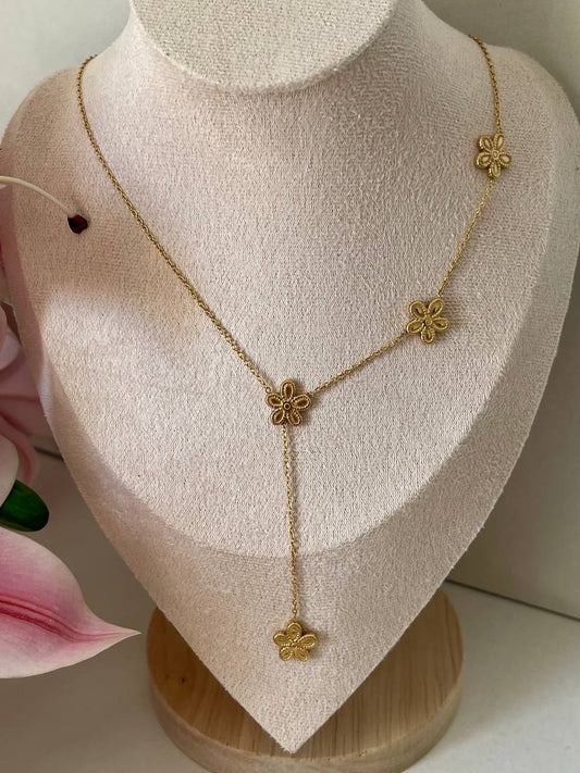 Minimal Floral Y Necklace