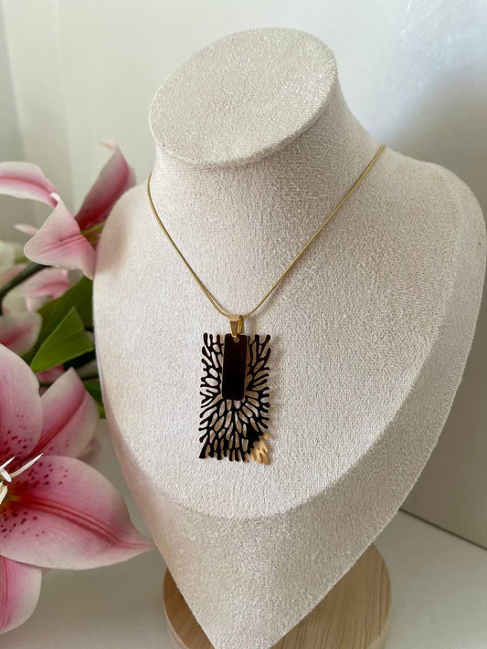 Golden Coral Pendant Necklace