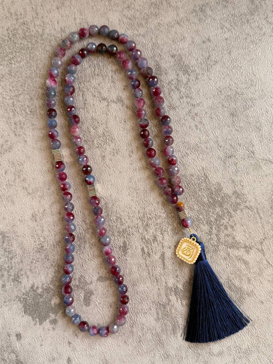 Navy Blue Agate Prayer Beads - Sola Accessories