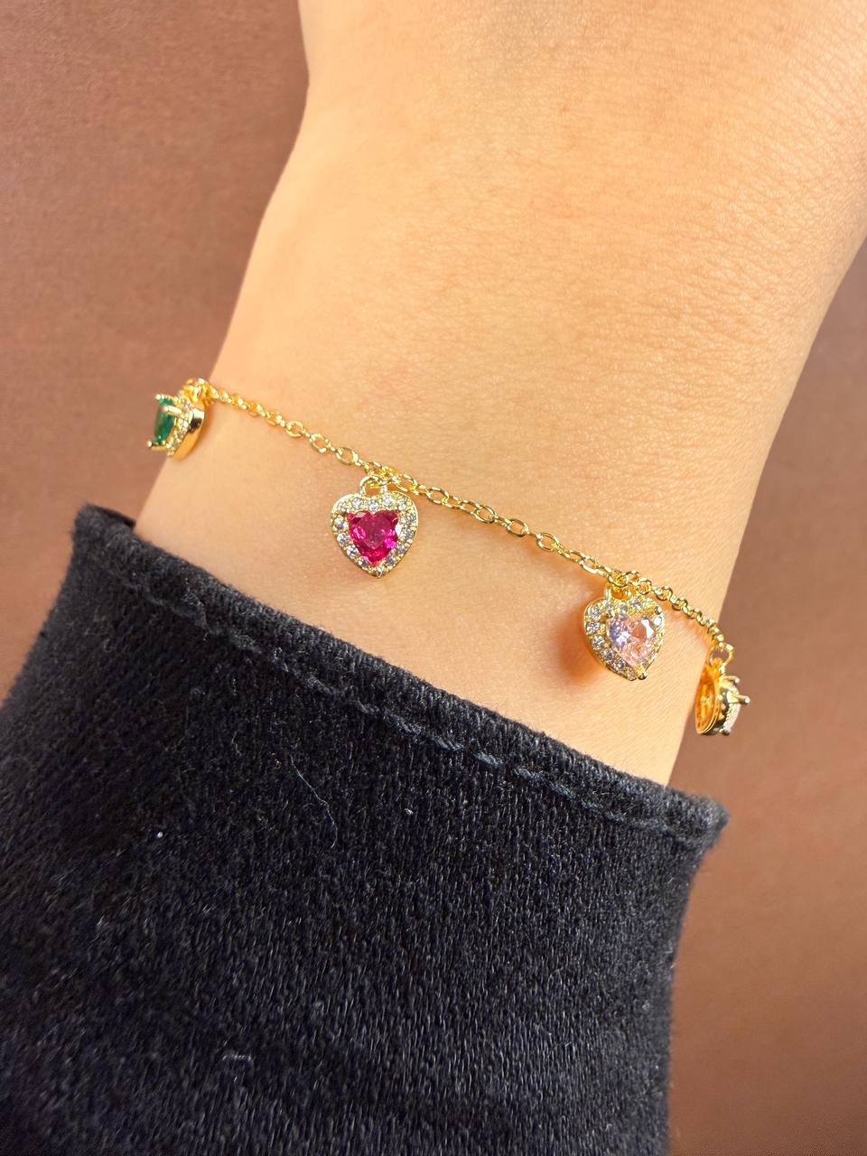 Heart & Oval Charm Bracelet - Sola Accessories