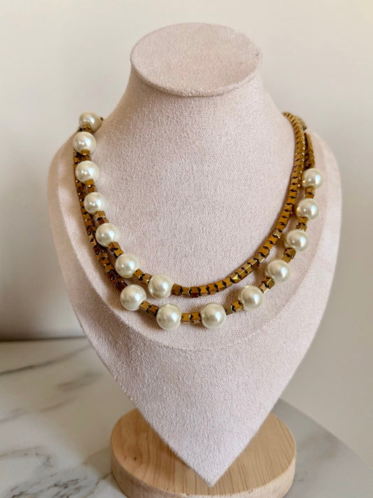 Gold Pearl Necklace